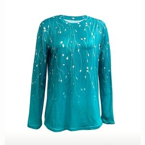 Women’s Teal Patterned Long Sleeve Knit Top - Size XL - NWOT